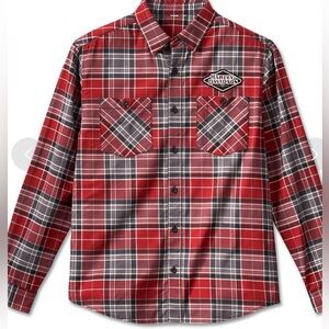 Harley-Davidson Red and Black Plaid 120 year Anniversary Button Down Shirt